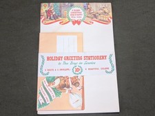 WWII Holiday Greetings Stationary Boys in Service Christmas US Santa Vtg 1940s