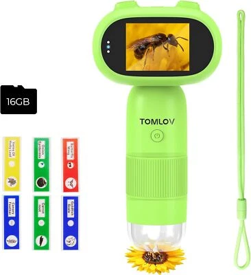 Kids Love TOMLOV P30 1000x Portable Digital Microscope 16MP Camera 2" for Coins