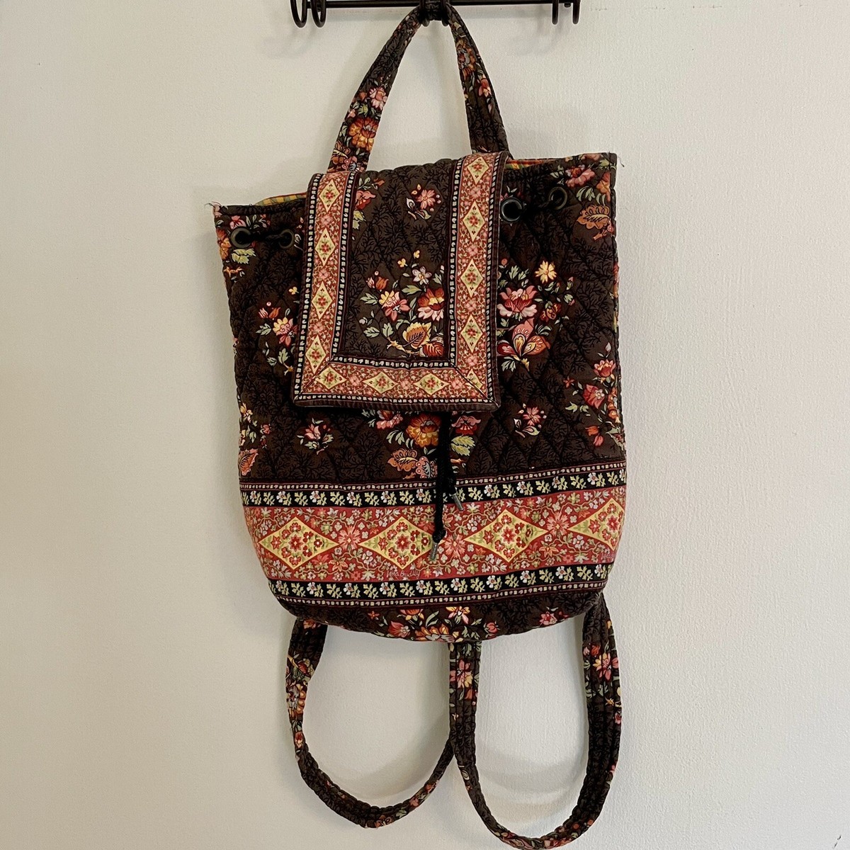 Vera Bradley Quilted Chocolate Backpack VERA BRADLEY Backpack Laptop Quilted Soft Velvet In Drk  main image 3