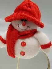 Primitive Snowman Hanging Ornament Country Red Hat 015