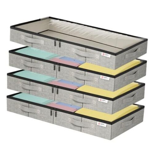 Under Bed Storage Containers, Low Profile Underbed Storage with Sturdy 4 Pack