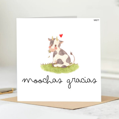 Personalisierte Dankeskarte, Muchas gracias Karte, spanische Grußkarte, 6x6