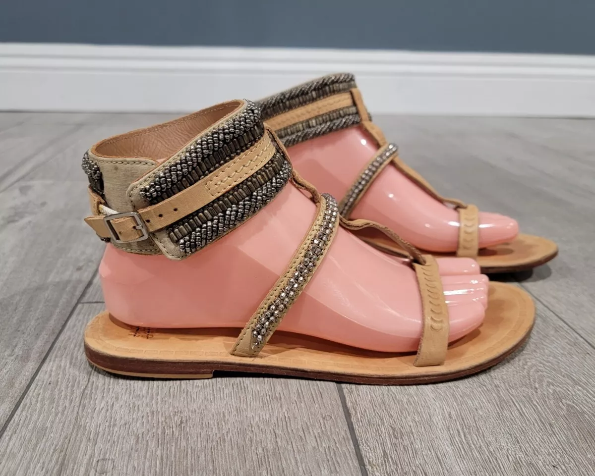 Beaded ankle strap sandals sale