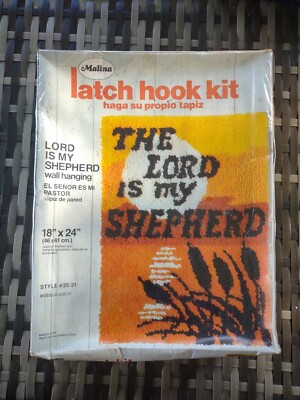 Vtg Malina Latch Hook Kit Lord is my Shepherd 18x24