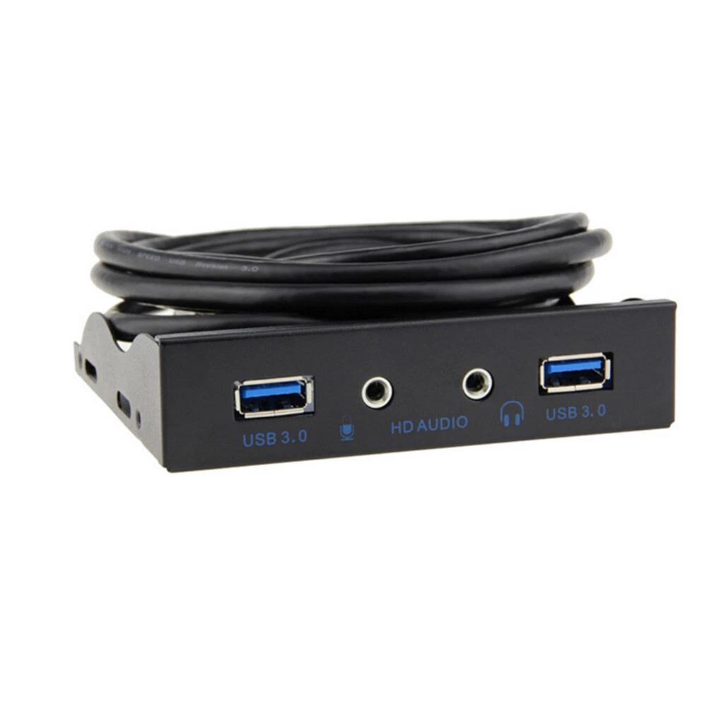 USB 3.0 2-Port 3.5 Inch Metal Front Panel USB Hub with 1 HD Audio Outpu