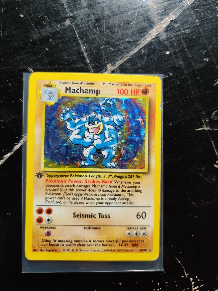 1st Edition Machamp Base Set 8/102 Holo Foil Heavily Played