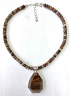 HSN Jay King Sterling Silver Petrified Wood Pendant with 18" Bead Necklace — photo 1