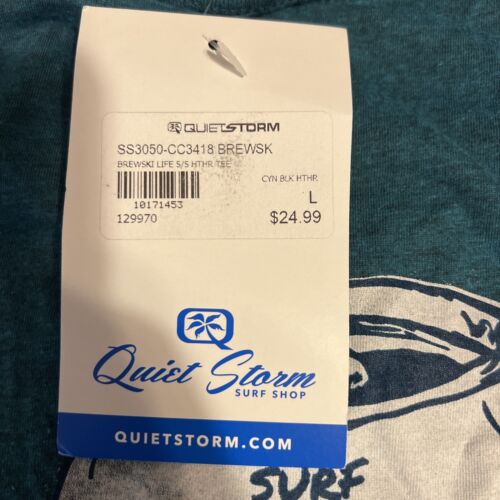 Men’s Quiet Storm Surf shop t-shirt short sleeve Turquoise Large - Picture 3 of 3