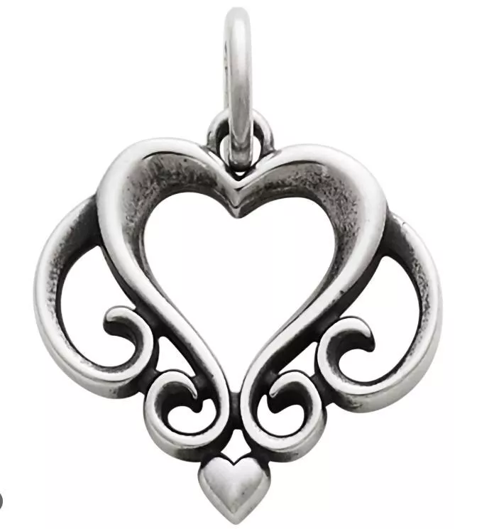 James Avery Ornate Open Heart Charm Sterling Silver