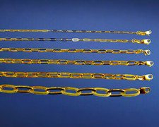 14K Yellow Gold 2mm-7mm Oval Paperclip Link Necklace Chain Real Gold 16"-30"