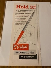 Vintage 1961 Scripto Pens Hold It ad