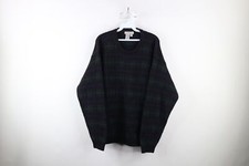 Vintage 90s Eddie Bauer Mens Large Faded Heavyweight Cotton Knit Sweater Plaid