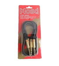 Hosa CSS 303G Dual Gold Plated 1/4in Balanced TRS Cable 3 ft - New, Free Ship