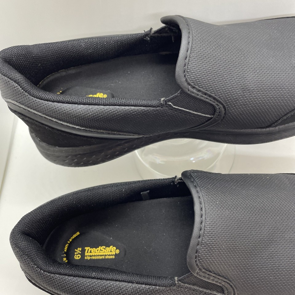 TREDSAFE Slip On Women's Oil & Slip Resistant Black Shoes Sz 6.5 Anti ...