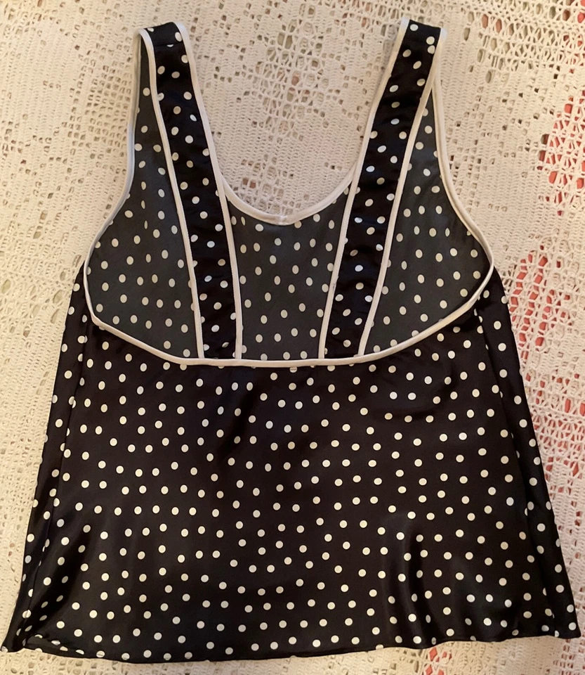 DE COLECCIÓN CALVIN KLEIN 2 PIEZAS TALLA MEDIANA JUEGO DE DORMIR CORTO Y TANQUE CAMI PUNTOS BLANCOS EN NEGRO EE. UU. Foto 4 de 4