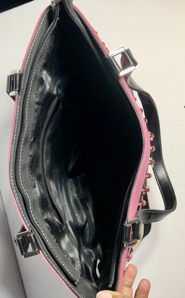 Bolso de Hombro Rosa Negro Multicolor Diseño Circular Difícil de Encontrar Único Geométrico Foto 4 de 4