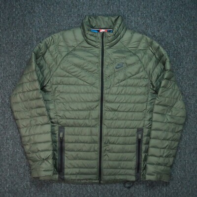 Nike Jacket Men Medium Green Aeroloft 800 Summit Down Insulated Full Zip Pockets