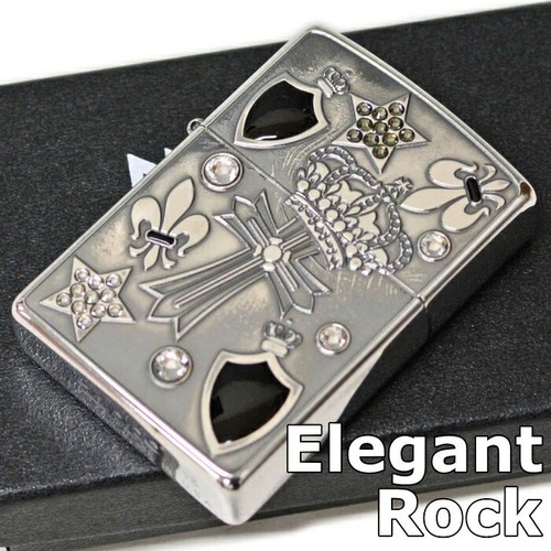 Zippo Elegant Rock Cross Lily Star Silver Swarovski Regular Lighter