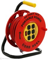 Designers Edge 50 Ft. 14/3 Red Cord Reel With 6 Outlets Designers Edge 50 Ft. 14/3 Red Cord Reel With 6 Outlets