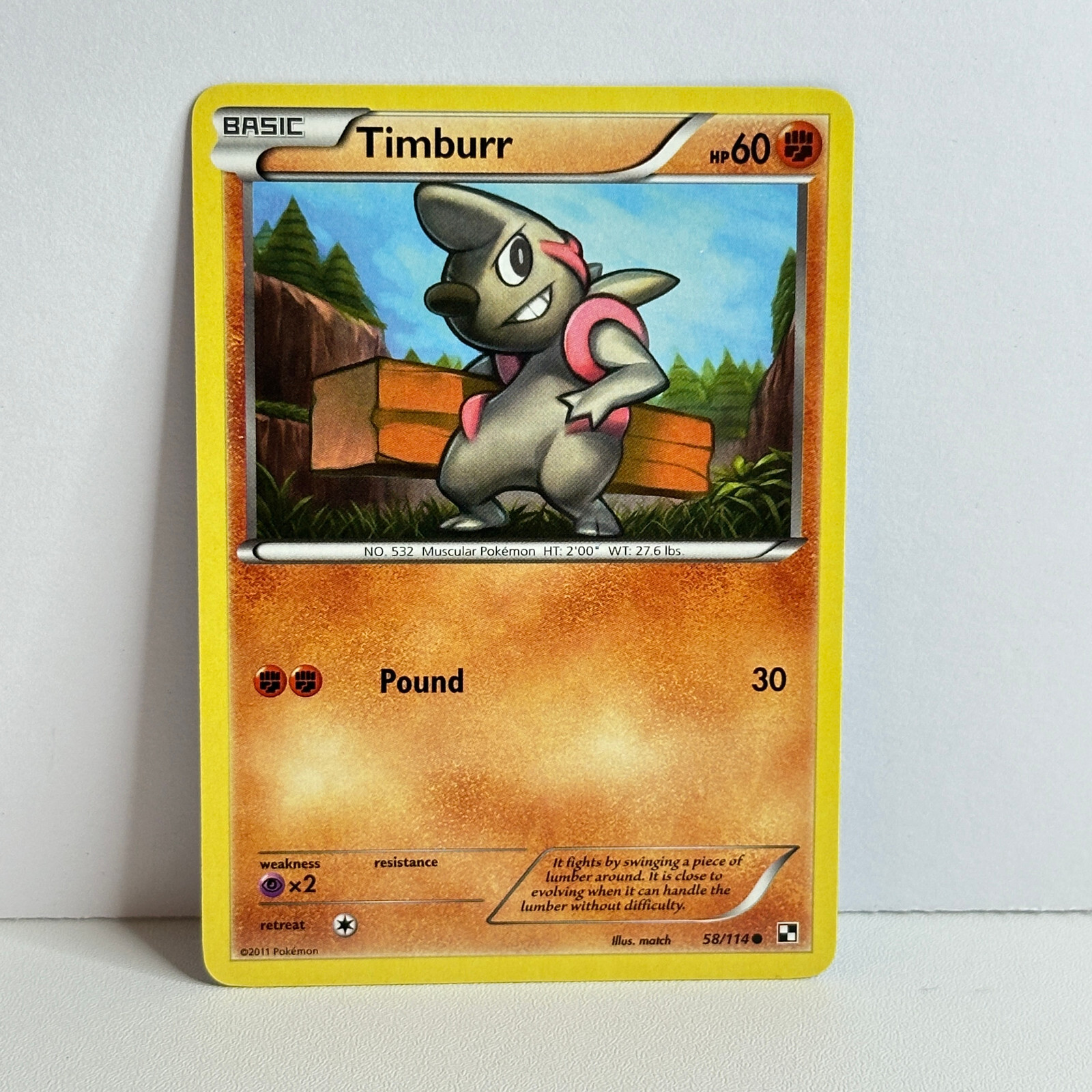 Pokemon TCG - Timburr 58/114 - Black and White - NM