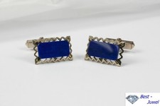 Manschettenknöpfe in 585 Weißgold mit Lapislazuli