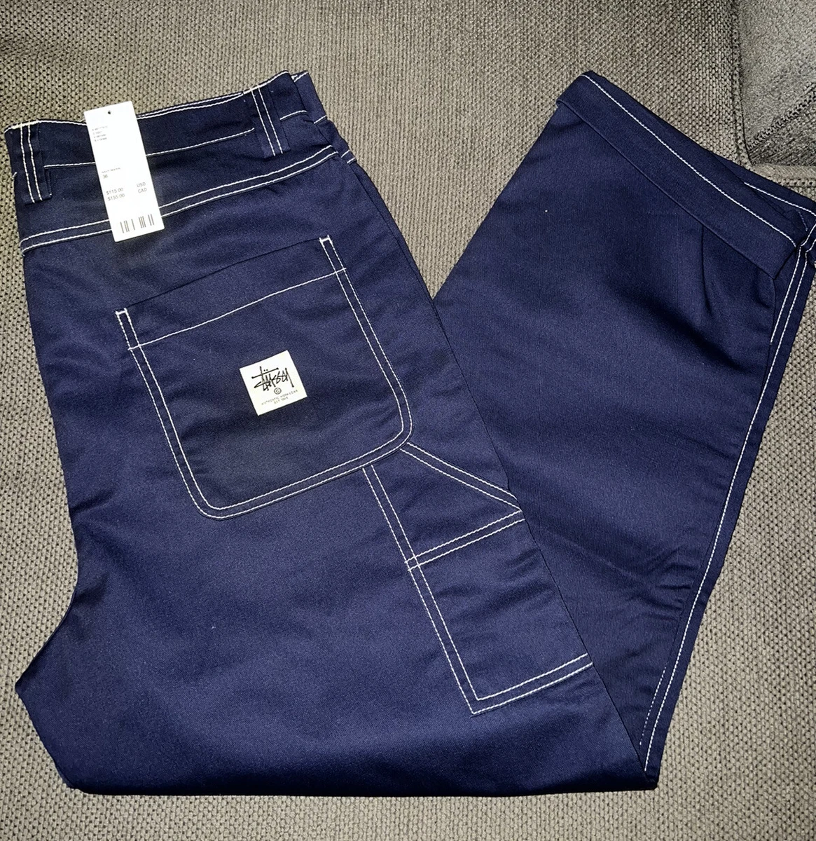 STUSSY Poly Cotton Double knee denim work pants pant blue indigo
