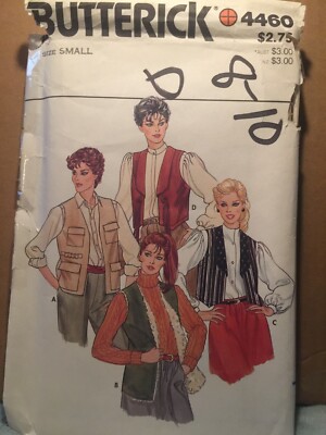 Butterick 4460 Sz 8-10 Loose Fitting Lined Vest In 2 Lengths Vitg Sewing Pattern