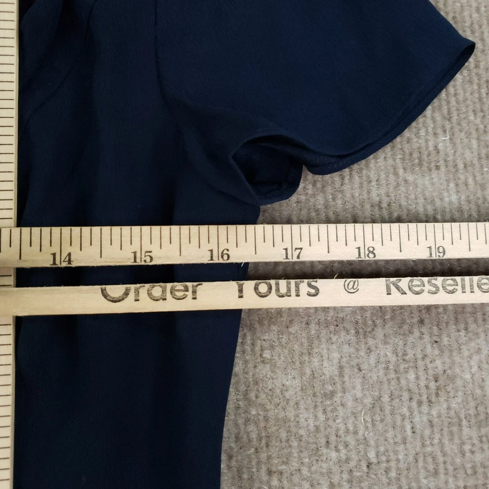 Vestido Magaschoni Para Mujer Pequeño Azul Cuello en V Informal Funda Seda Cremallera Forrado Foto 3 de 4