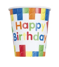 Blocks Cups Building Block Paper Cups Block Party Paper Cups Decoration Supply