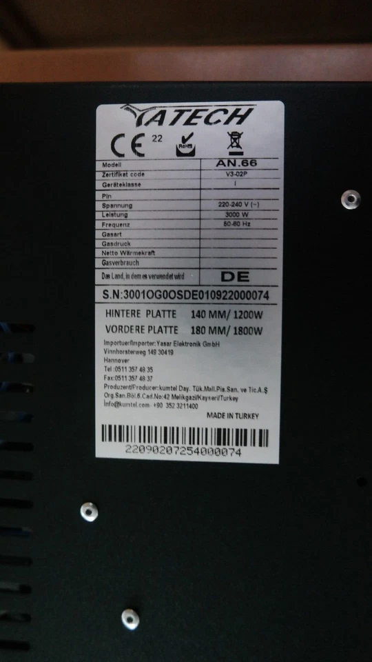 AN 66 yatech® Doppel Autark 2 er Kochplatte -kochfeld 3000W Einbau - Bild 4 von 4