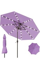 New 9FT Patio Umbrella with Solar Lights Taro Purple