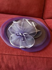 Women&rsquo;s Formal Wide Brim Hat, Purple/Lavender with Ribbon Trim Bow, One Size