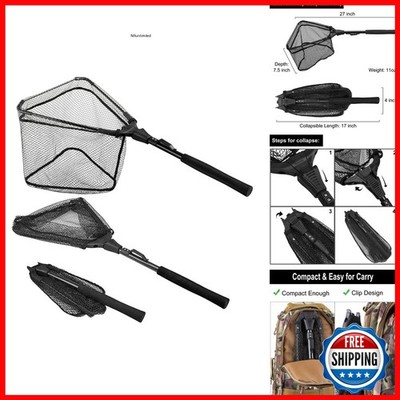 PLUSINNO Fishing Net Fish Floating Landing Net Handle, Black 0.8M FN-FBA