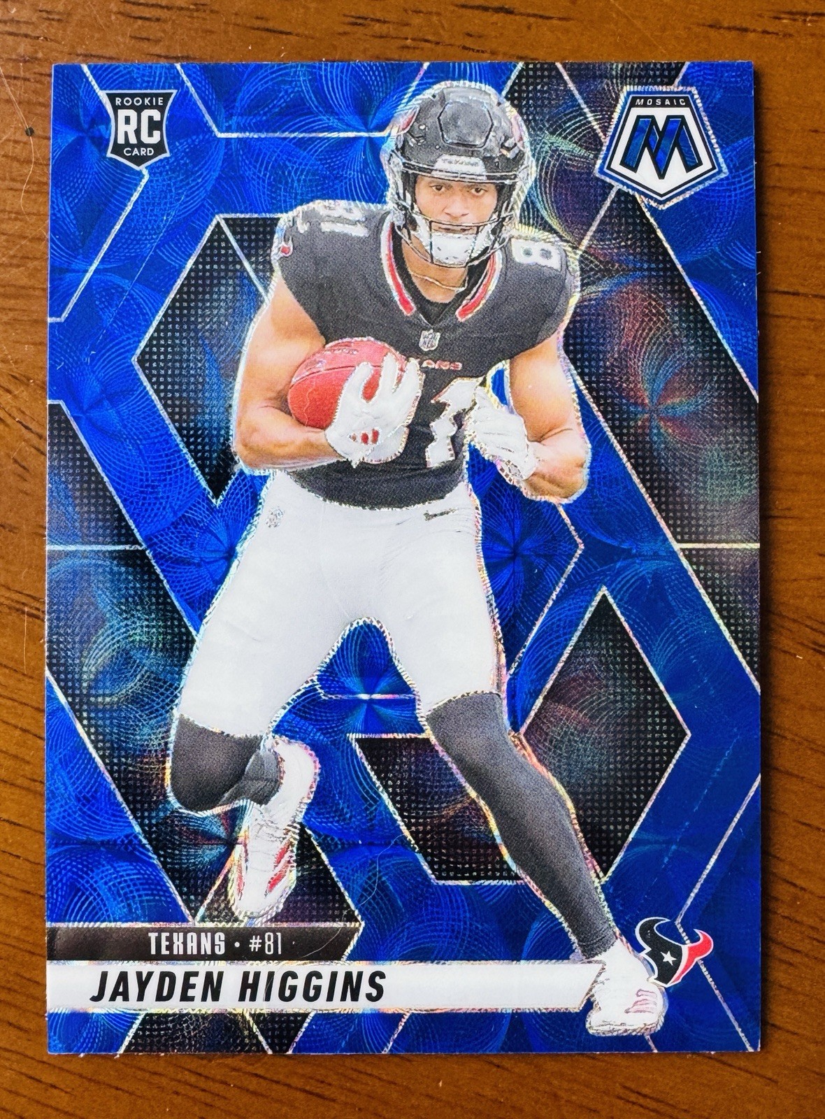 2025 Panini Mosaic #346 Jayden Higgins Rookie Card BLUE SCOPE PRIZM SP Texans