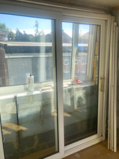 White uPVC Sliding Door 2 Panel Clear Glazed Glass with Handle Set