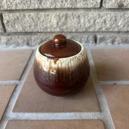 McCoy Pottery Brown Drip Glaze Sugar Bowl With Lid USA Vintage MCP 7020
