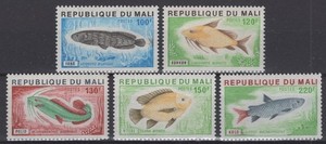 Mali 1976. Fish. Scott # 256-260. MNH, VF