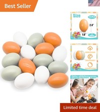 15 Pcs Wooden Fake Eggs,3 Colors Wood Eggs,Fake Chicken Eggs,Dummy Eggs Help ...