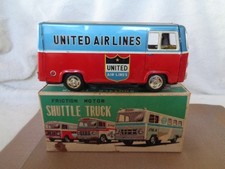 Vintage Haji Tin Friction Powered United Airlines Tin Bus w/ box Japan SHARP 