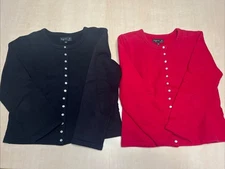 Agnes b. Snap Button Cardigan  Woman's Red & Black Size T2
