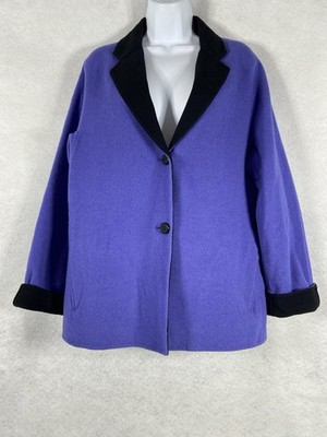 Carlisle Jacket Womens 8 Purple Black Wool Cashmere Blend Barn Long Sleeve