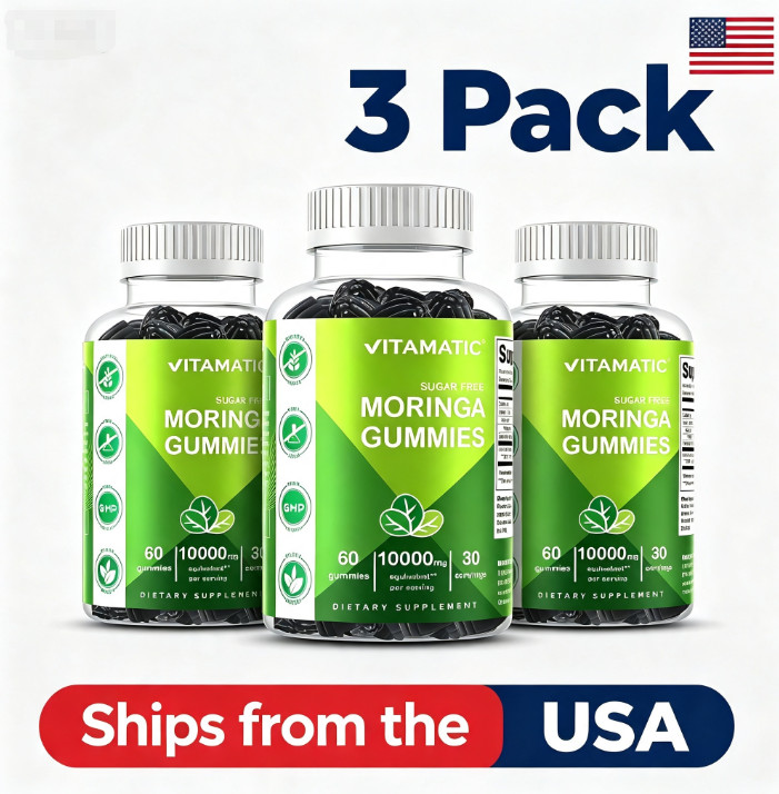 3x Moringa Oleifera Gummies, Sugar-Free Antioxidant Support for Daily Vitality