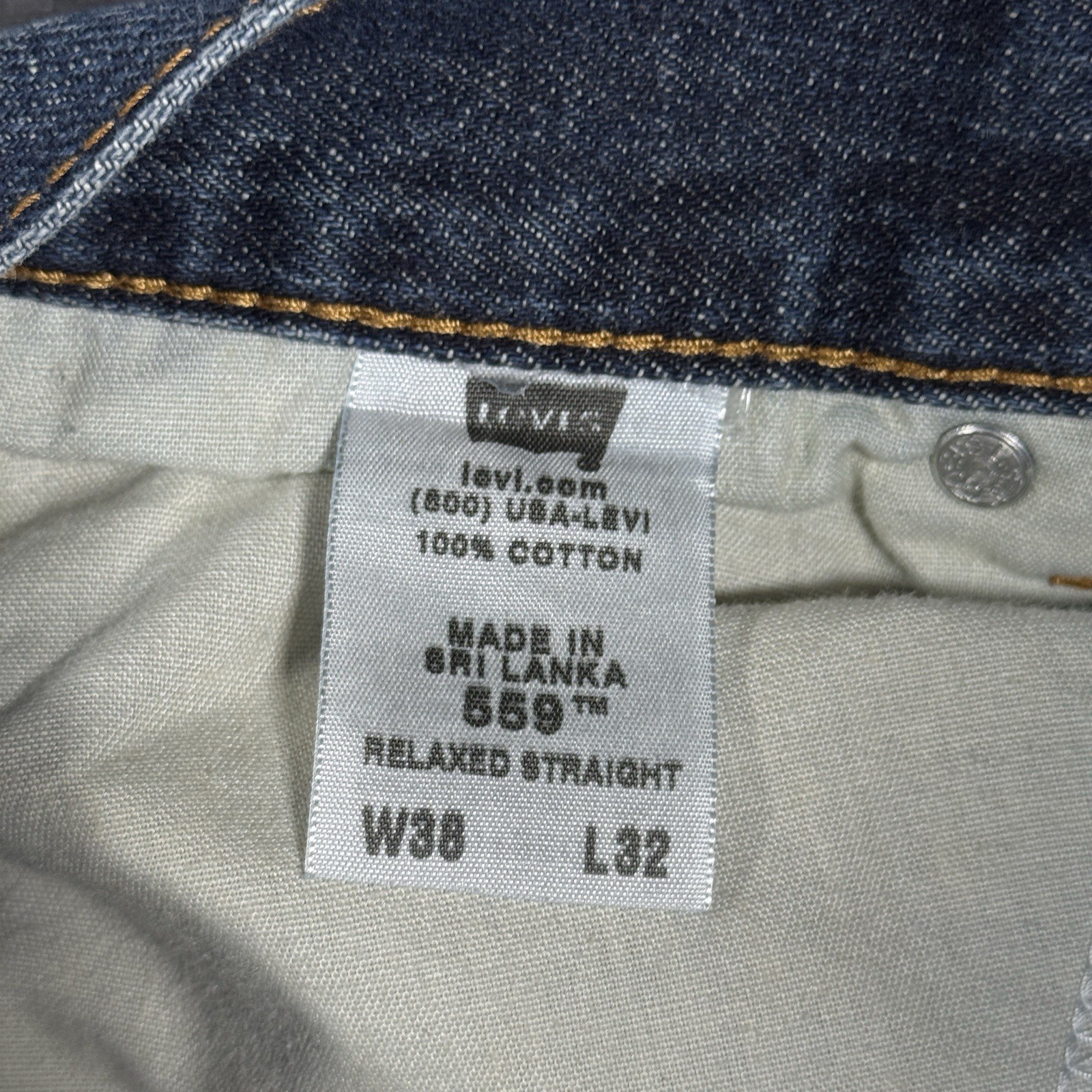 Levis 559 Jeans Mens 38x30 Blue Dark Wash Relaxed Straight Fit Baggy USA Y2K thumbnail 5