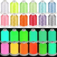 12 Colors Glow in the Dark Embroidery Thread Colorful Luminary Polyester Machine