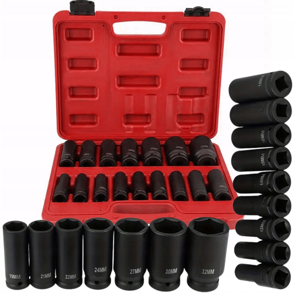 Schlagschrauber NüSse Set 1/2″ 10-32 Mm 15Tlg Lang Impact StecknüSse Crmo Stahl-image