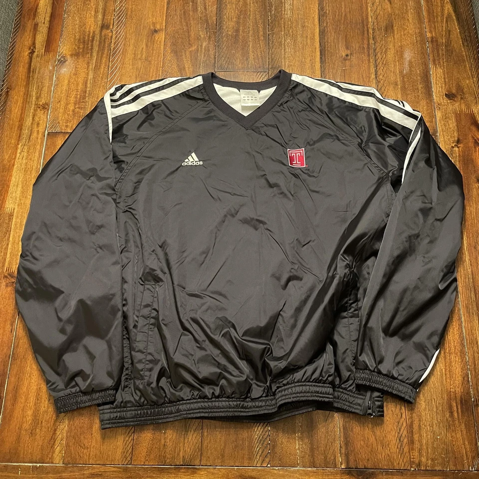 Chaqueta cortavientos vintage Temple Owls para hombre XL NCAA baloncesto Adidas cuello en V Foto 2 de 4