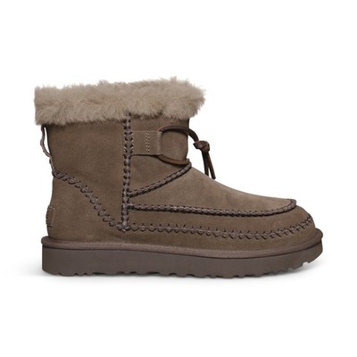 UGG CLASSIC MINI ALPINE HICKORY LEATHER LACE UP WOMEN'S BOOTS SIZE US 9/UK 7 NEW