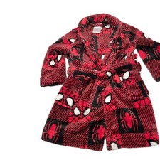 Marvel Spiderman Toddler Boy's Bath Robe Soft Fleece Sz 2T