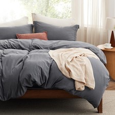 Duvet Cover King 104x90 In 4 Pieces Cotton Like Dark Grey Bedsure Size Fitted