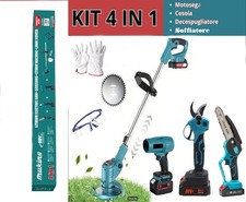 Kit Giardinaggio Motosega Elettrica Cesoia Tagliaerba Decespugliatore Soffiatore